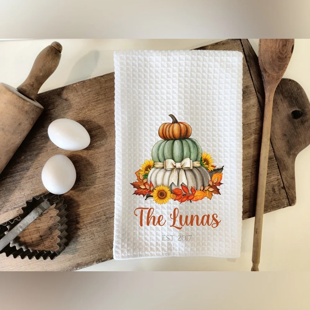 Custom Fall Tea Towel / Dish Rag - Picture 1 of 4